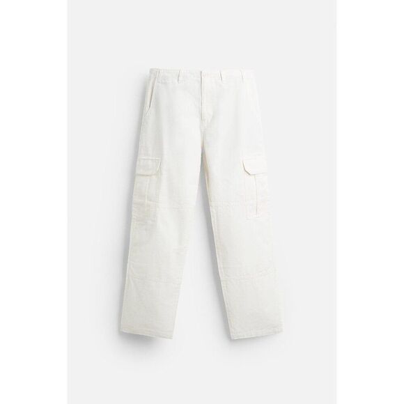 Zara Mens Cargo Pants EU 46 US 36 Oyster High Rise Straight Fit 6786/415 NWT - Picture 3 of 12